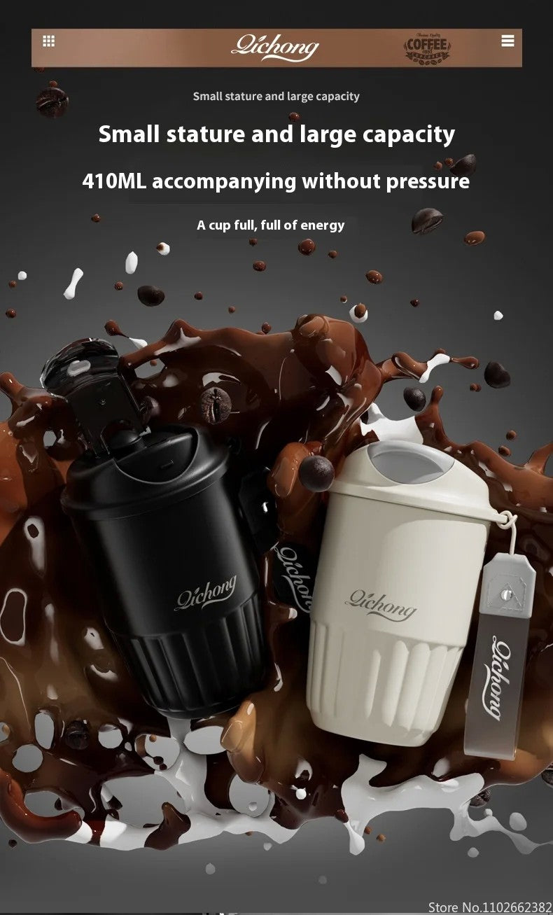 410ml forro cerâmico garrafa térmica xícara de café parede dupla aço inoxid