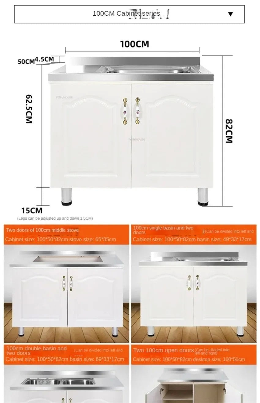 Pias de cozinha modernas de aço inoxidável, pia de lavar louça, armário de c