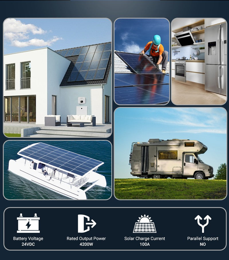 ANENJI 4KW 6.2KW 11KW Inversor Solar Híbrido 24V 48V 230VAC Max PV 500V 100A 12
