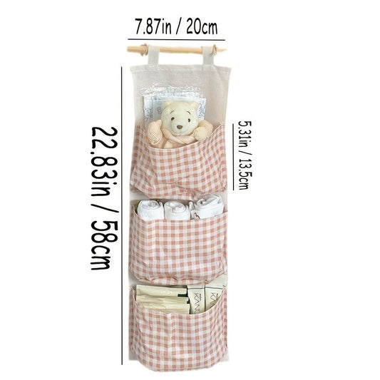 Saco de armazenamento rosa rack lona fixado na parede saco de armazenamento do q