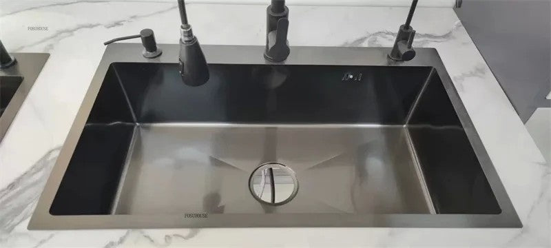 Pia de cozinha de aço inoxidável 304 espessada, grande capacidade, tigela úni