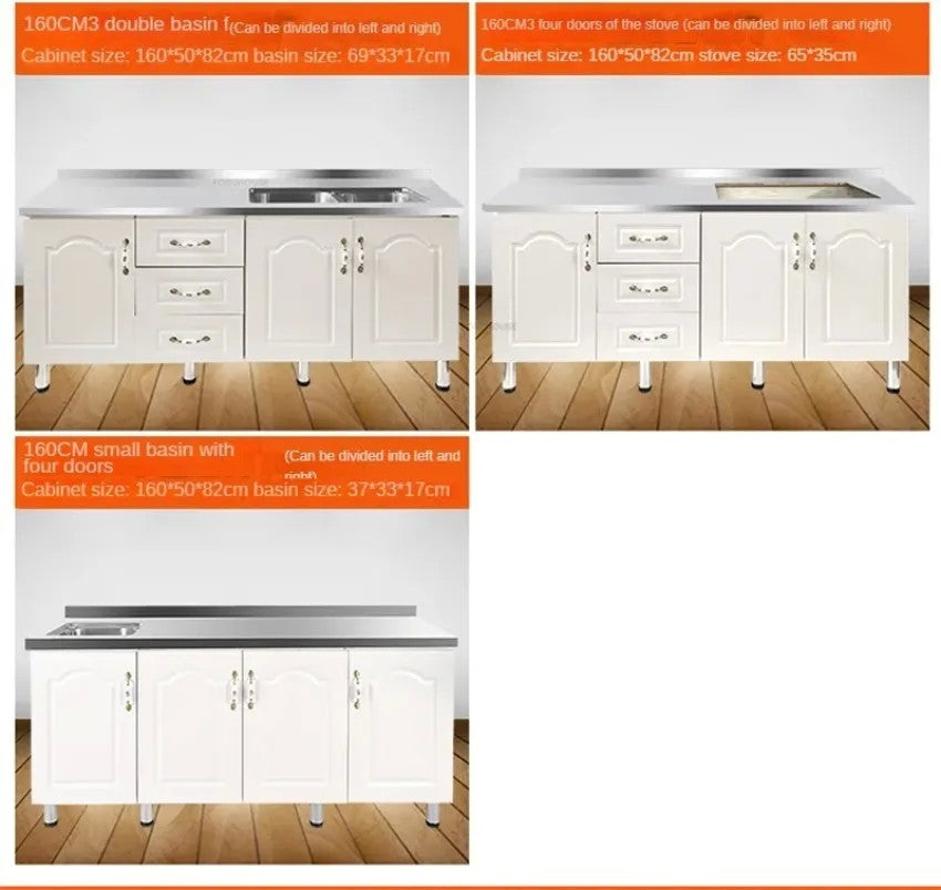 Pias de cozinha modernas de aço inoxidável, pia de lavar louça, armário de c