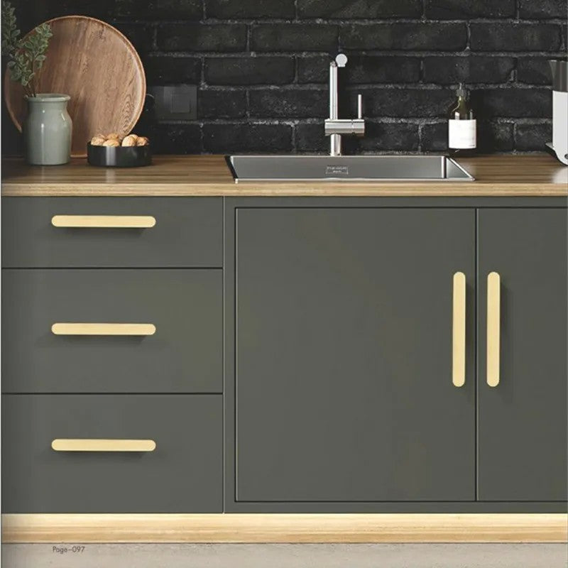 KK & FING-Long Ouro Escovado Maçanetas Móveis, Liga de Alumínio, Armário