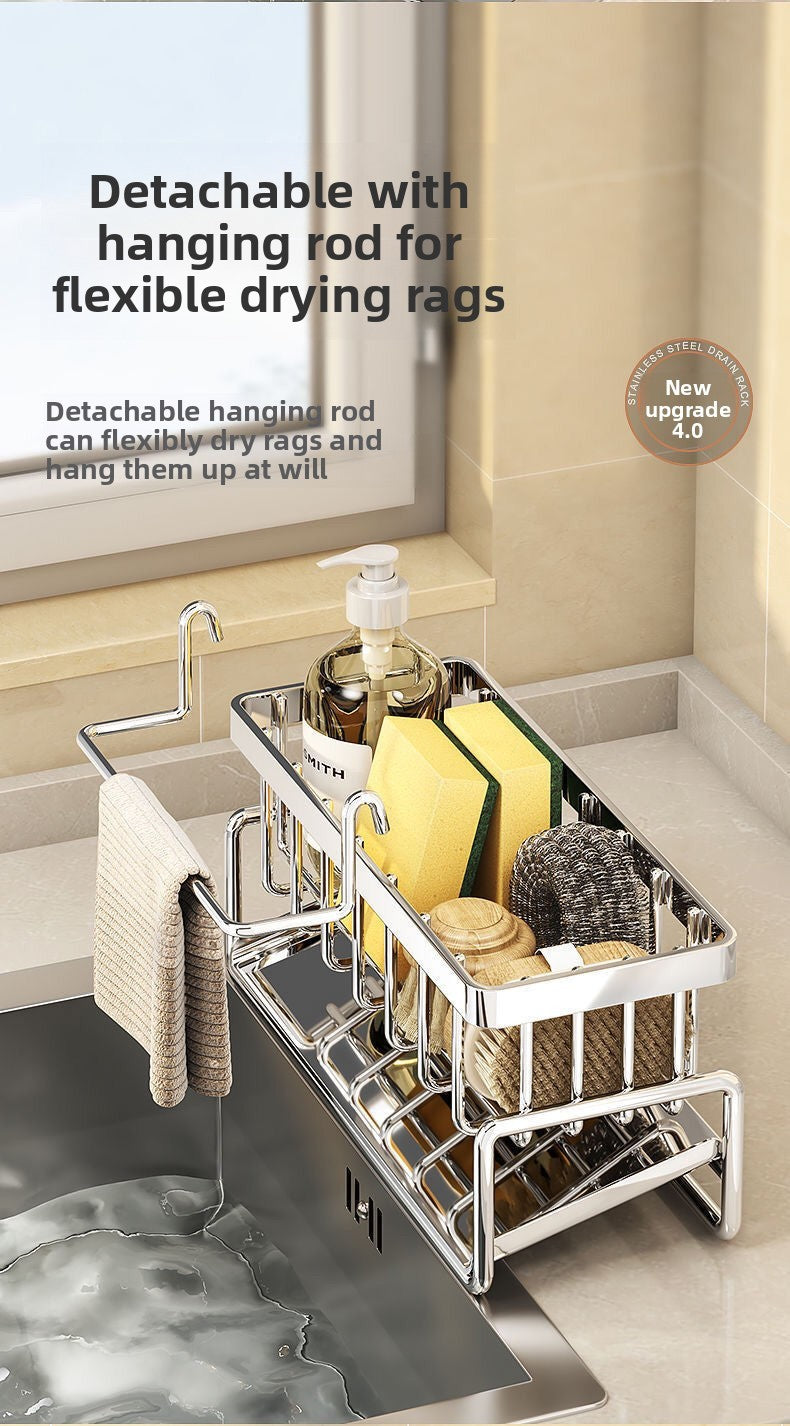 Rack de armazenamento multifuncional para bancada de pia de cozinha