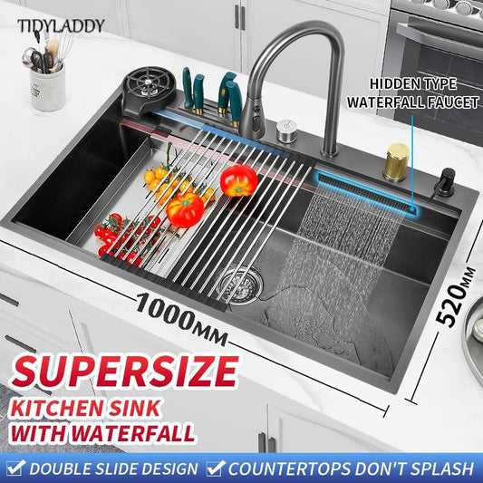 Torneira De Cachoeira De Aço 304, Pia De Cozinha Grande Slot Único, Torneira n