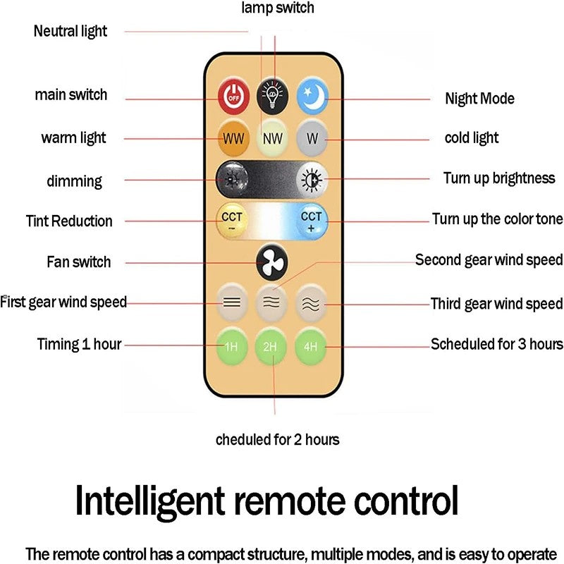Ventilador de teto inteligente 3 em 1 com lâmpada de iluminação com controle