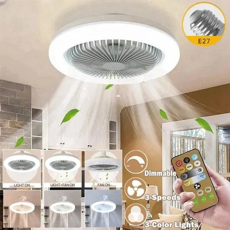 Ventilador de teto inteligente 3 em 1 com lâmpada de iluminação com controle