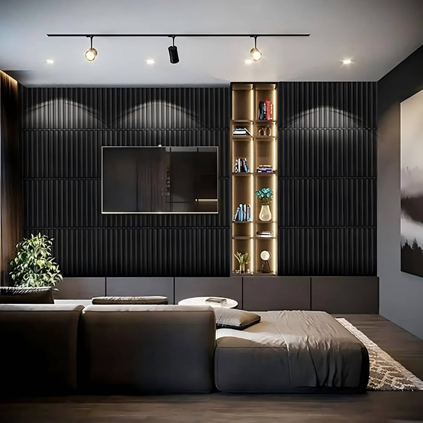 Painel de parede texturizado 3D KUUJOJOJO para decoração de parede interna, ad