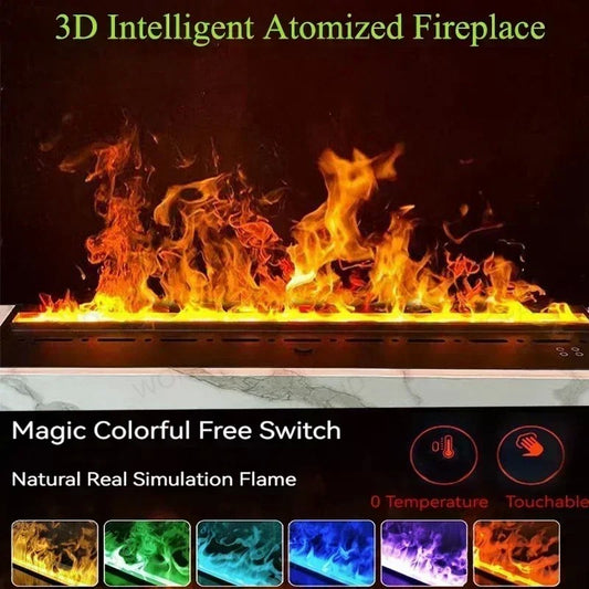 Lareira atomizadora 3d para sala de estar, lareira eletrônica multicolorida com