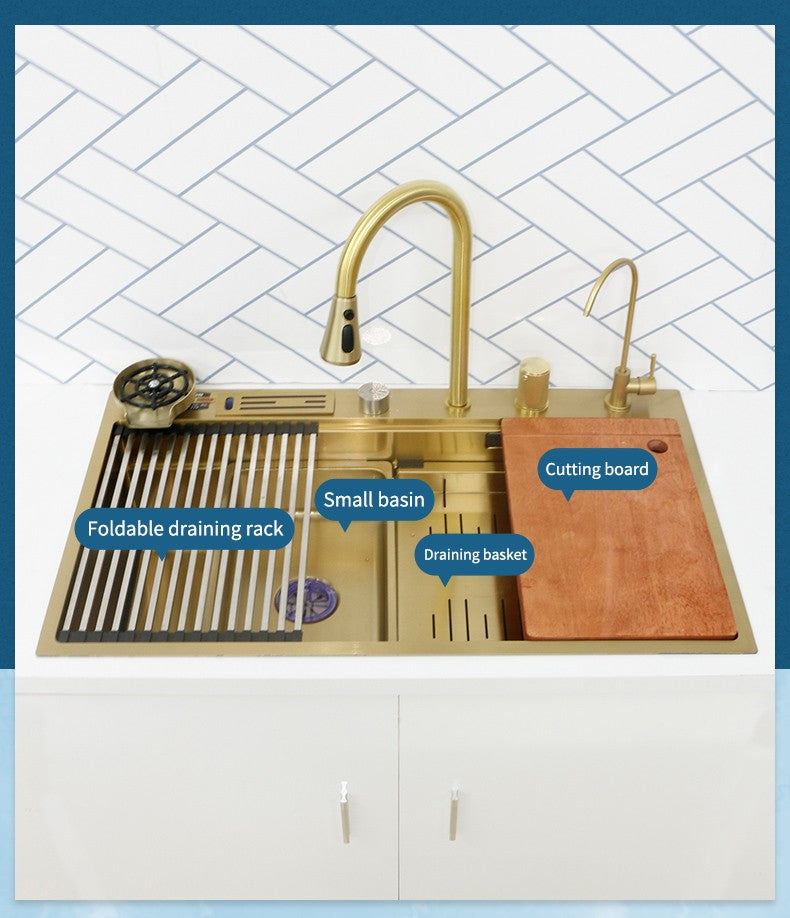 Torneira De Cachoeira De Aço 304, Pia De Cozinha Grande Slot Único, Torneira n