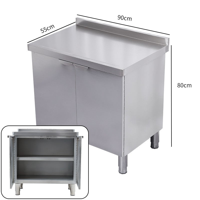 Armário de pia de aço inoxidável integrado de cozinha, armário, fogão, mesa