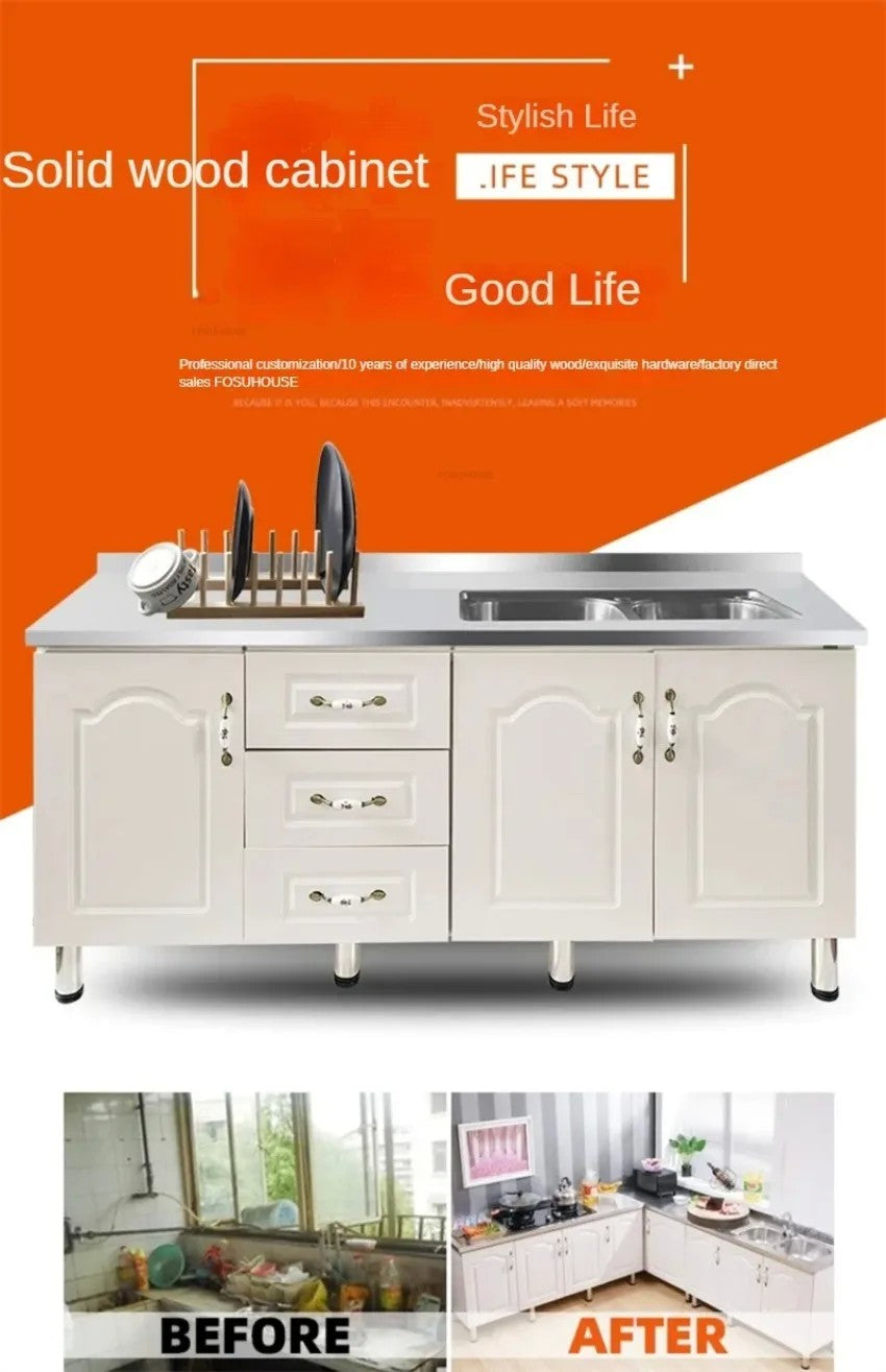 Pias de cozinha modernas de aço inoxidável, pia de lavar louça, armário de c