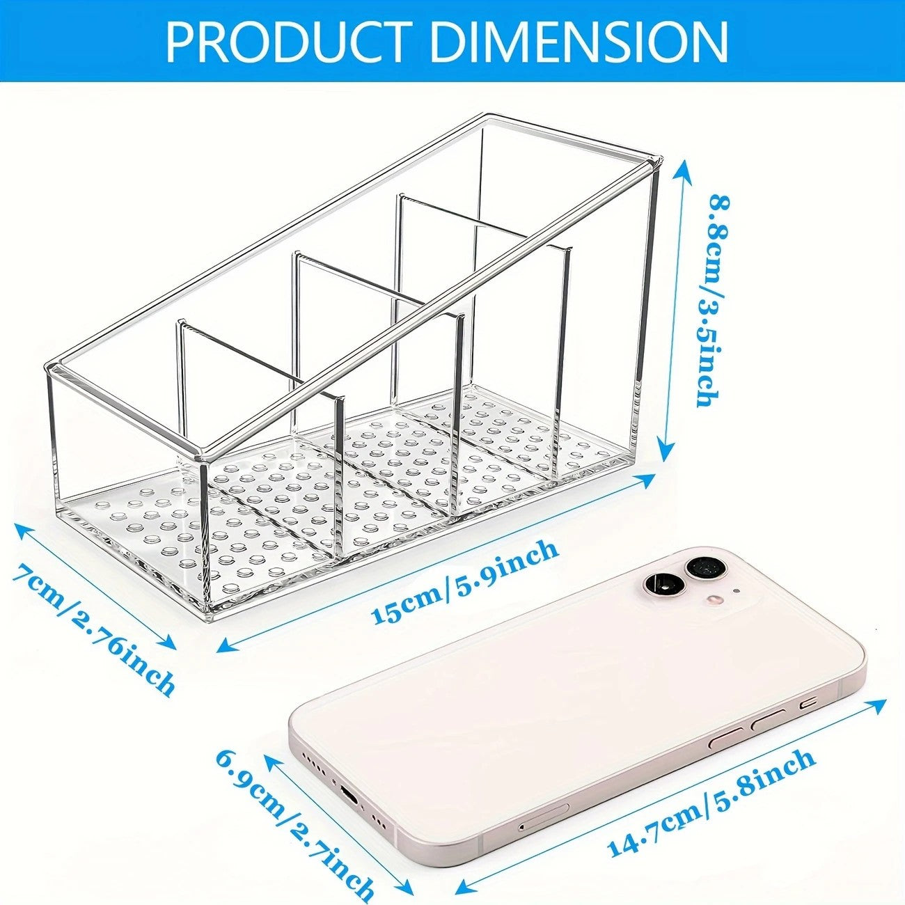 1pc suporte de controle remoto de plástico transparente com 4 compartimentos-id