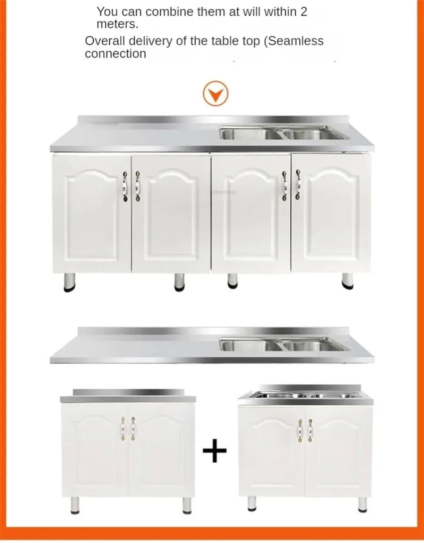 Pias de cozinha modernas de aço inoxidável, pia de lavar louça, armário de c