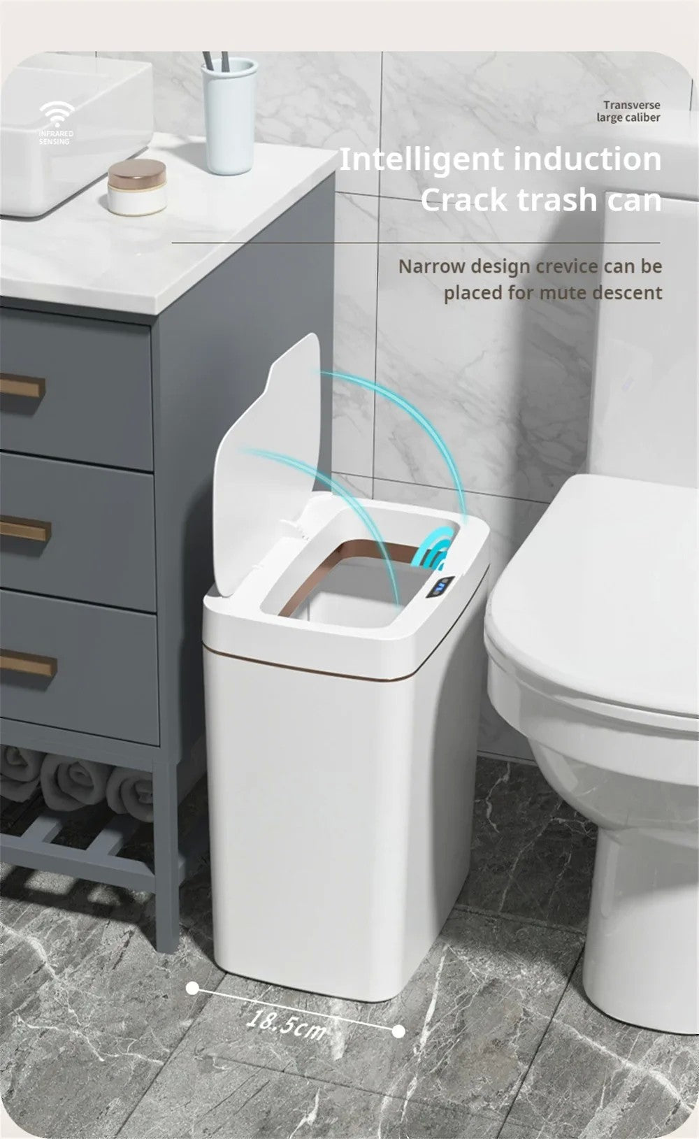 Lixeira inteligente de 15l, automaticamente sem toque, sensor inteligente, detec