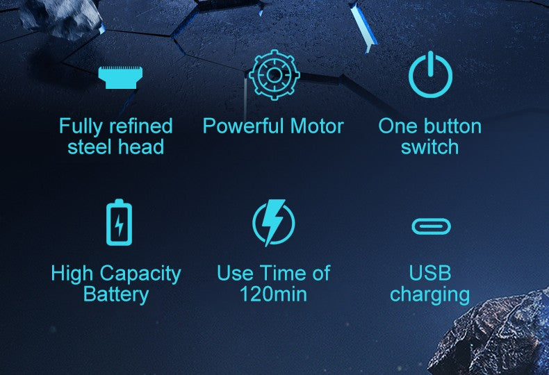 Design de cabeça de corte ajustável com carregamento USB para máquina de cort