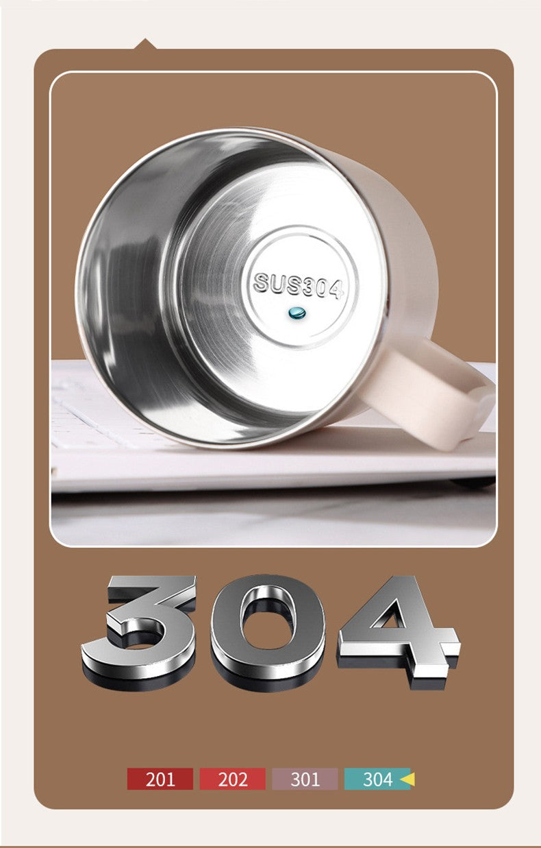 WORTHBUY Copo de café térmico de parede duplo com filtro e colher 304 copo de