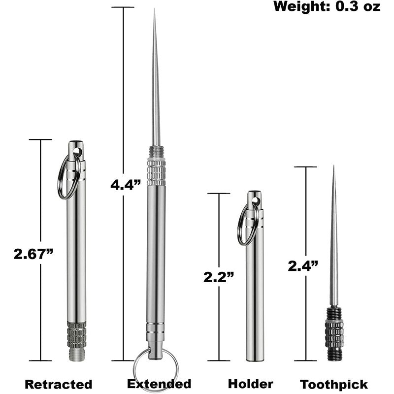 Palito de dente de titânio portátil, palito de bolso de metal, palito de dente