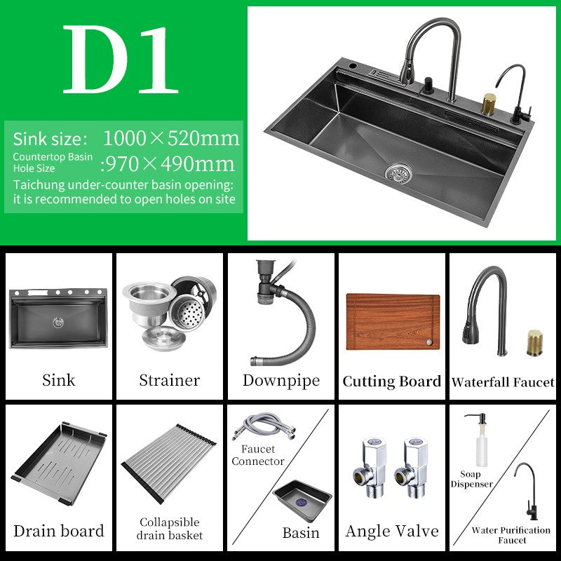 Torneira De Cachoeira De Aço 304, Pia De Cozinha Grande Slot Único, Torneira n