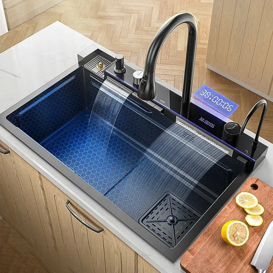 Pias de cozinha inteligentes com slot único para apartamentos, pias multifuncio