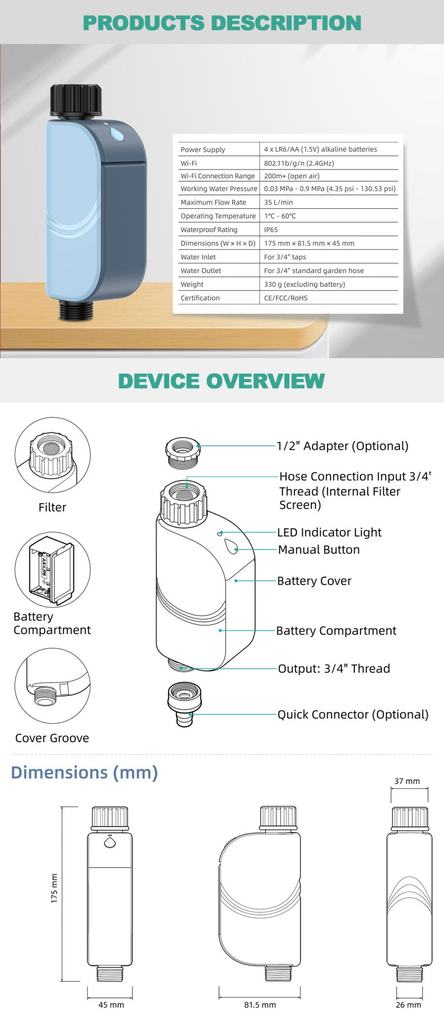 Inteligente wi fi jardim rega temporizador tuya sprinkler automático sistema de
