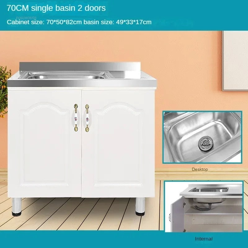 Pias de cozinha modernas de aço inoxidável, pia de lavar louça, armário de c