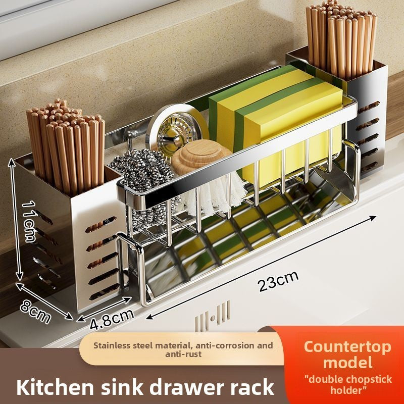 Rack de armazenamento multifuncional para bancada de pia de cozinha