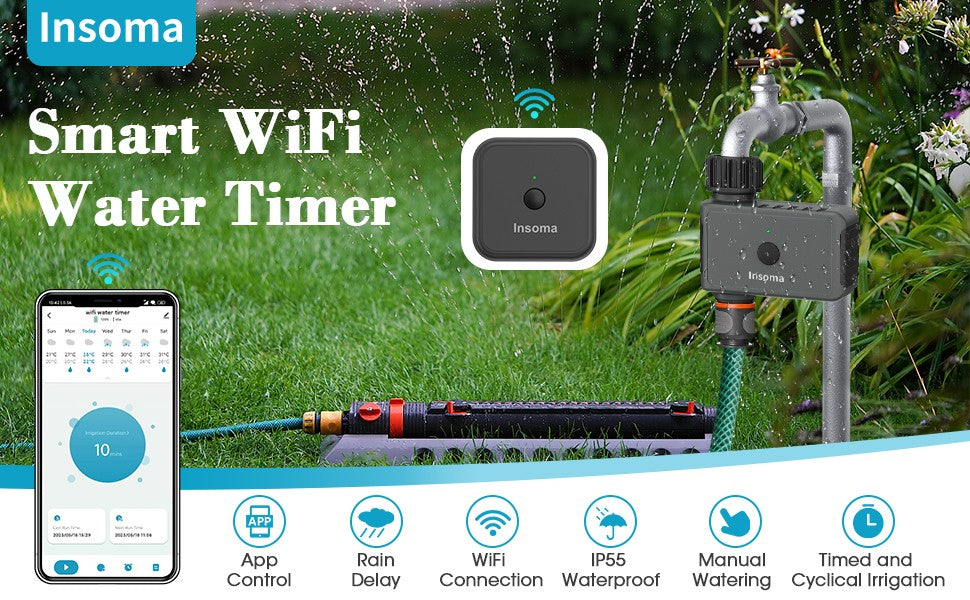 Insoma wi fi automático polvilhe temporizador remoto jardim temporizador de ág