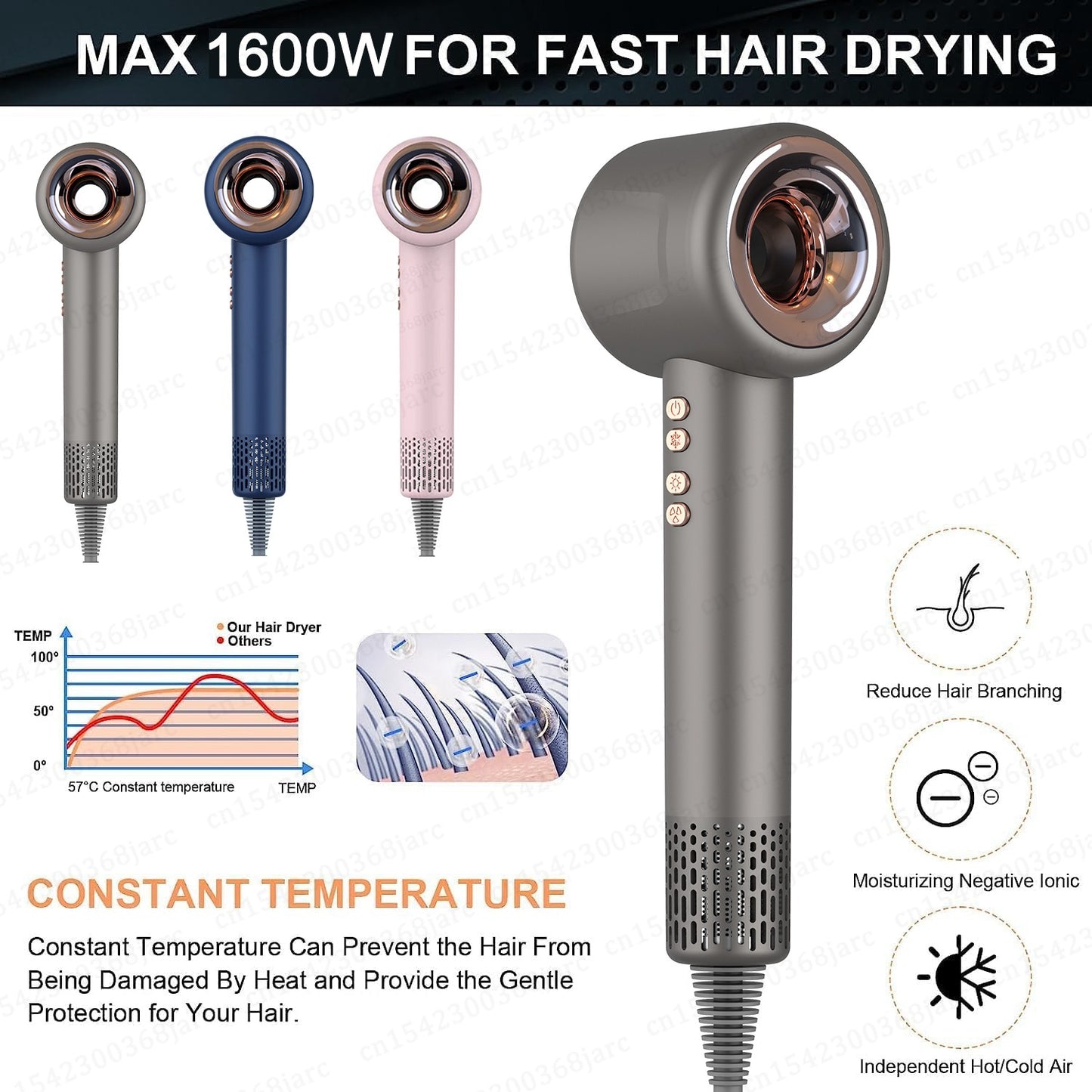 Super secador de cabelo 220v sem folhas de cabelo cuidados pessoais com o cabelo