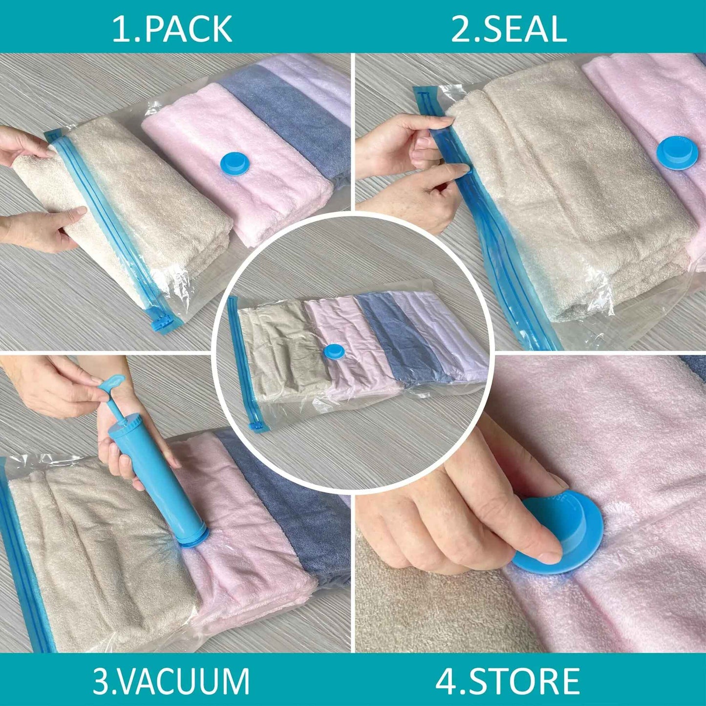 Saco de armazenamento a vácuo para roupas, edredões, colchas, organizadores de