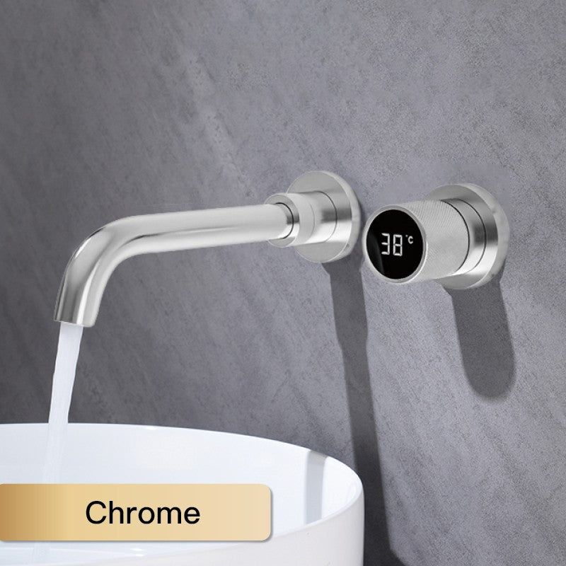 Torneira preta para banheiro, simples, inteligente, display digital, alça únic