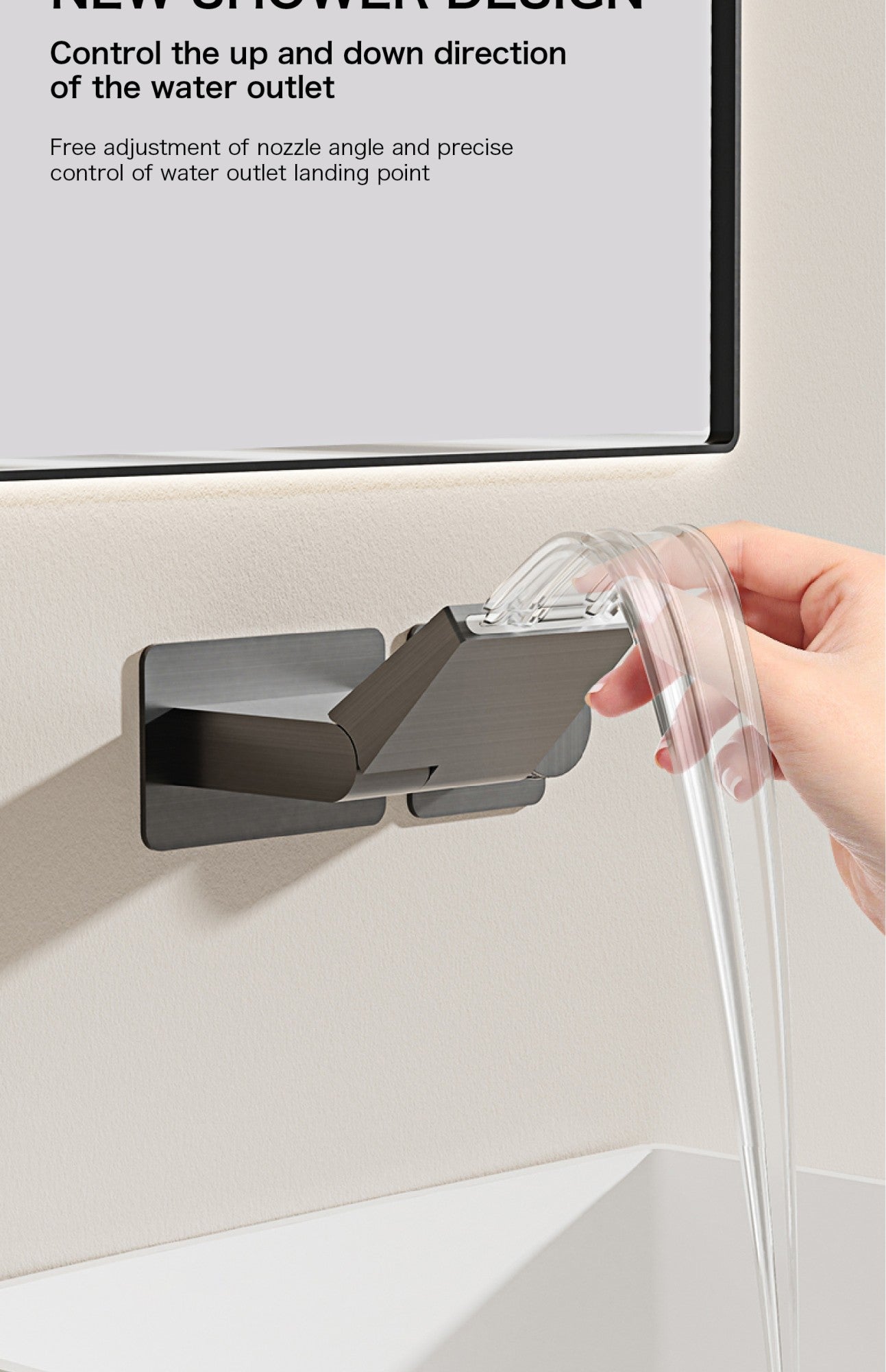 Torneira inteligente de latão preto para banheiro com design de display digital
