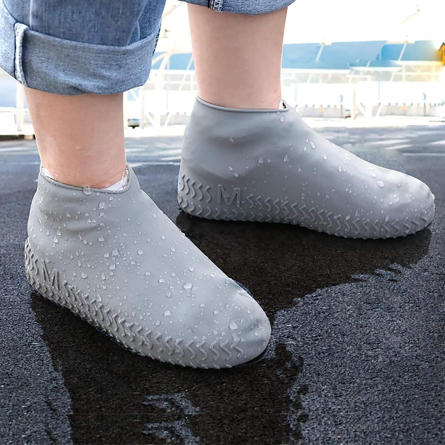 Capa reutilizável para sapatos de chuva, à prova d'água, silicone, uso ao