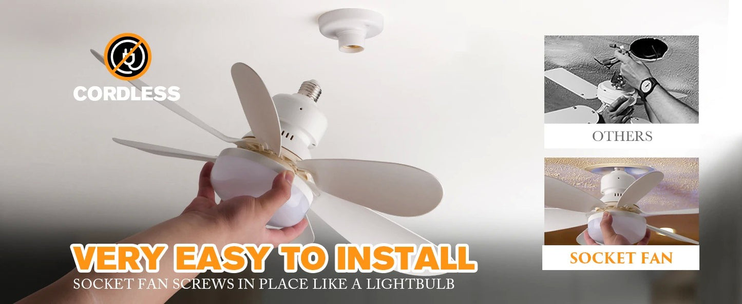 Ventilador de teto LED 40W E27 com controle remoto para escurecimento, adequado