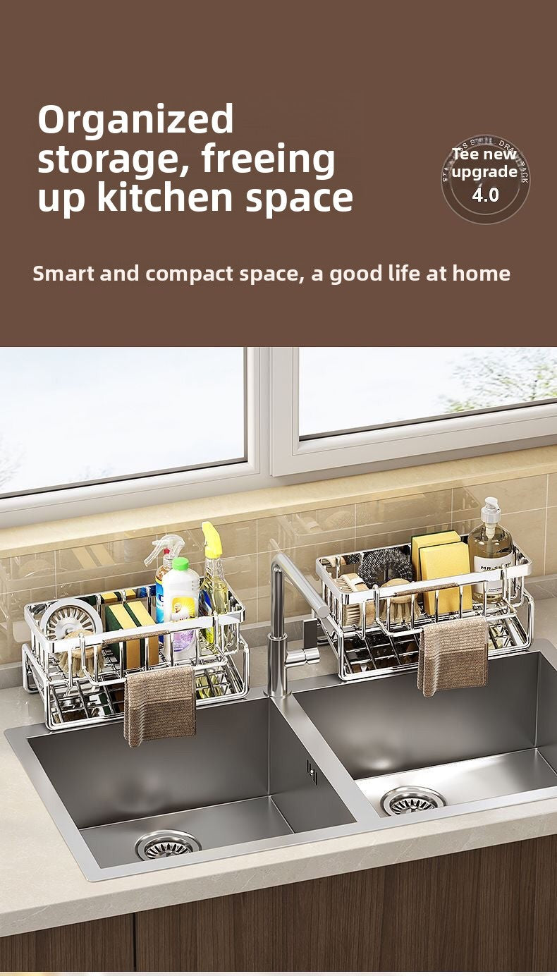 Rack de armazenamento multifuncional para bancada de pia de cozinha