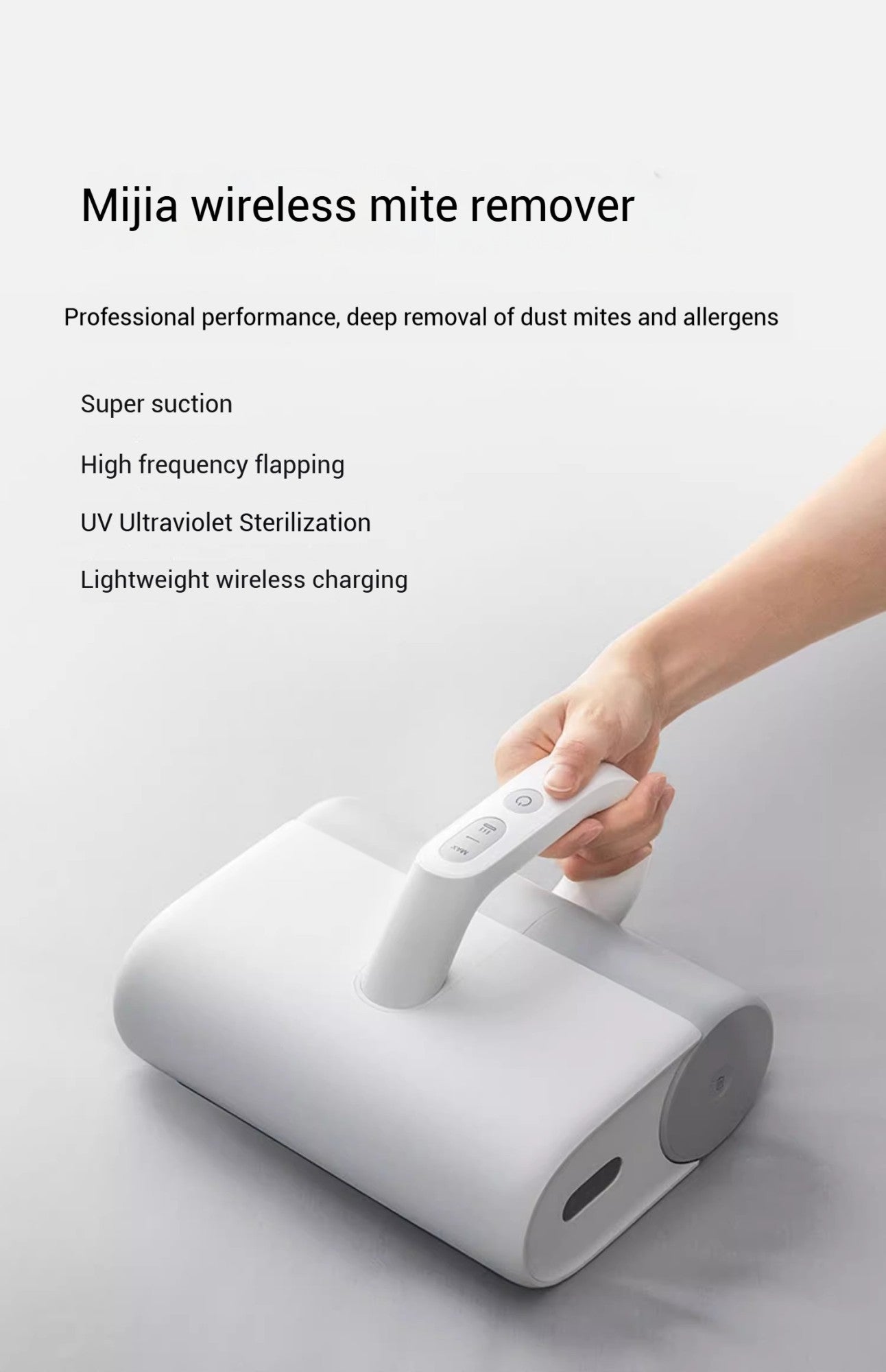 Xiaomi mijia removedor de ácaros sem fio escova esterilização uv 16kpa instru
