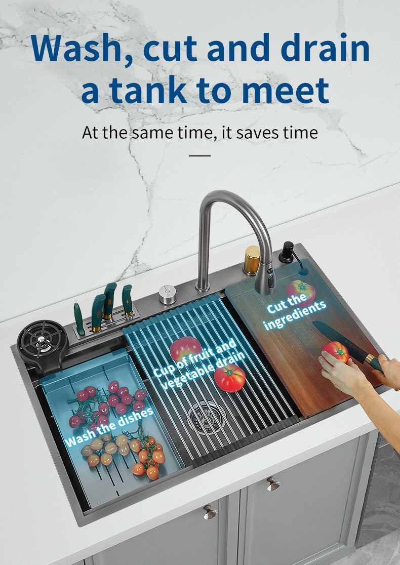 Torneira De Cachoeira De Aço 304, Pia De Cozinha Grande Slot Único, Torneira n