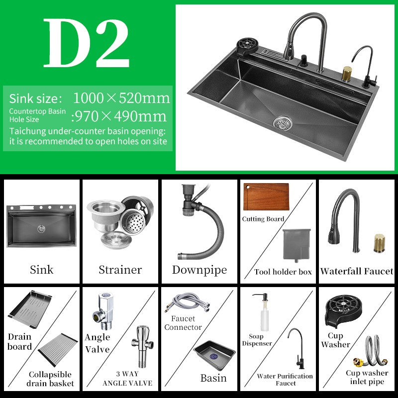 Torneira De Cachoeira De Aço 304, Pia De Cozinha Grande Slot Único, Torneira n