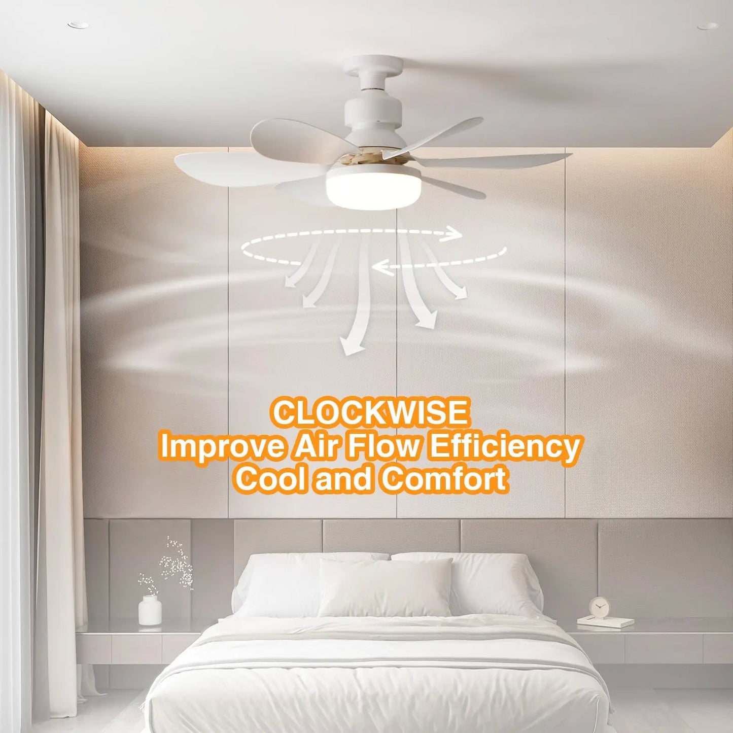 Ventilador de teto LED 40W E27 com controle remoto para escurecimento, adequado