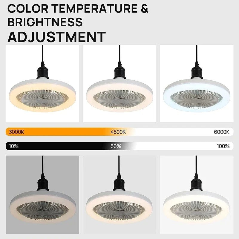 Ventilador de teto inteligente 3 em 1 com lâmpada de iluminação com controle