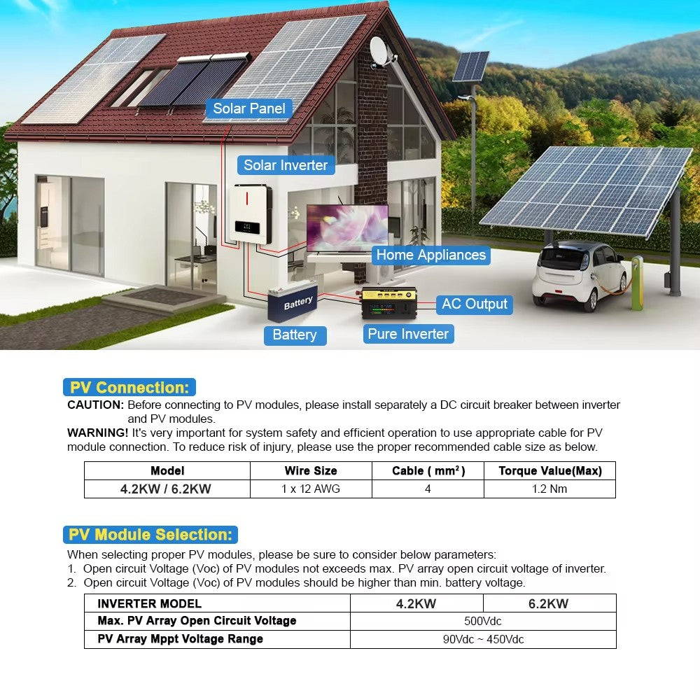 Daxtromn 6.2KW Inversor solar híbrido 48V 230VAC Inversor de onda senoidal pura