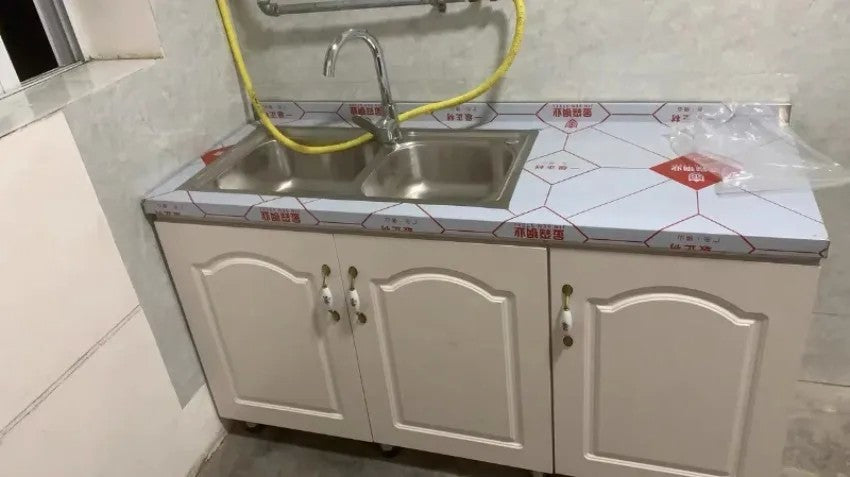 Pias de cozinha modernas de aço inoxidável, pia de lavar louça, armário de c