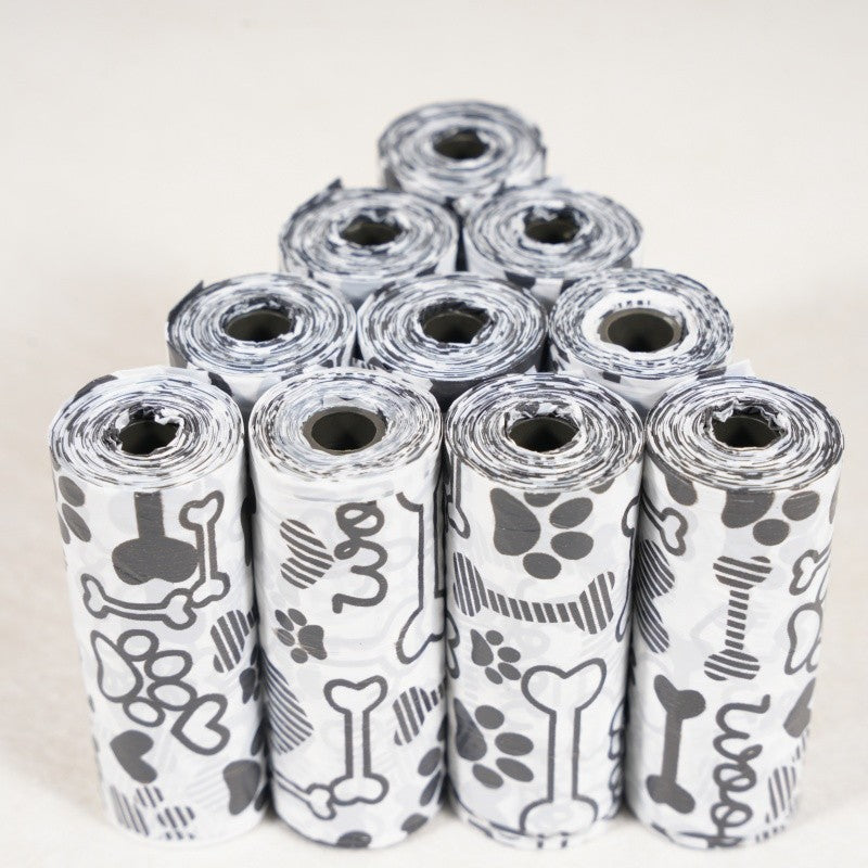 10 rolos de sacos de lixo para animais de estimação com estampa de pata, sacos