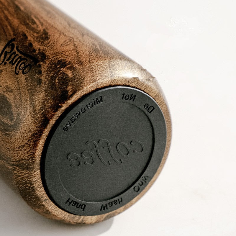 Copo de café térmico de grão de madeira Padrão Caneca de viagem Vácuo isola