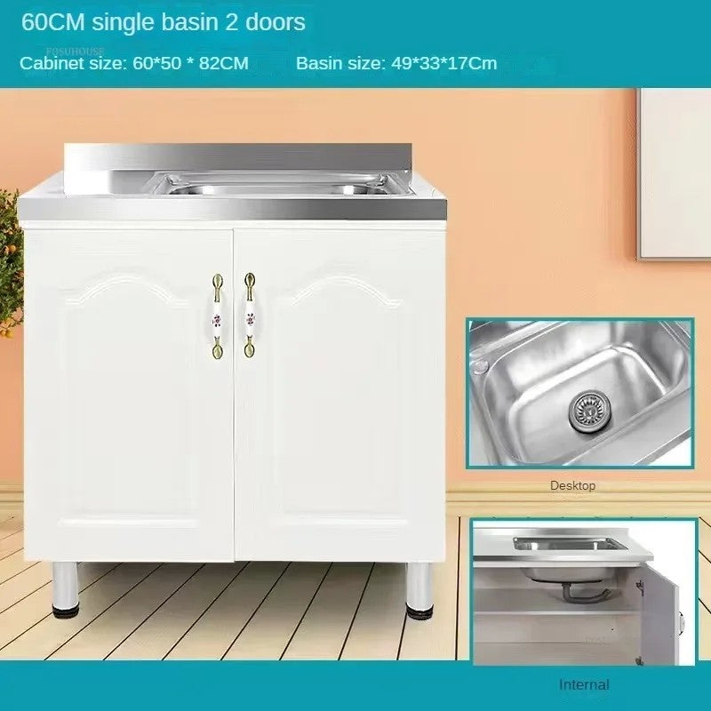 Pias de cozinha modernas de aço inoxidável, pia de lavar louça, armário de c