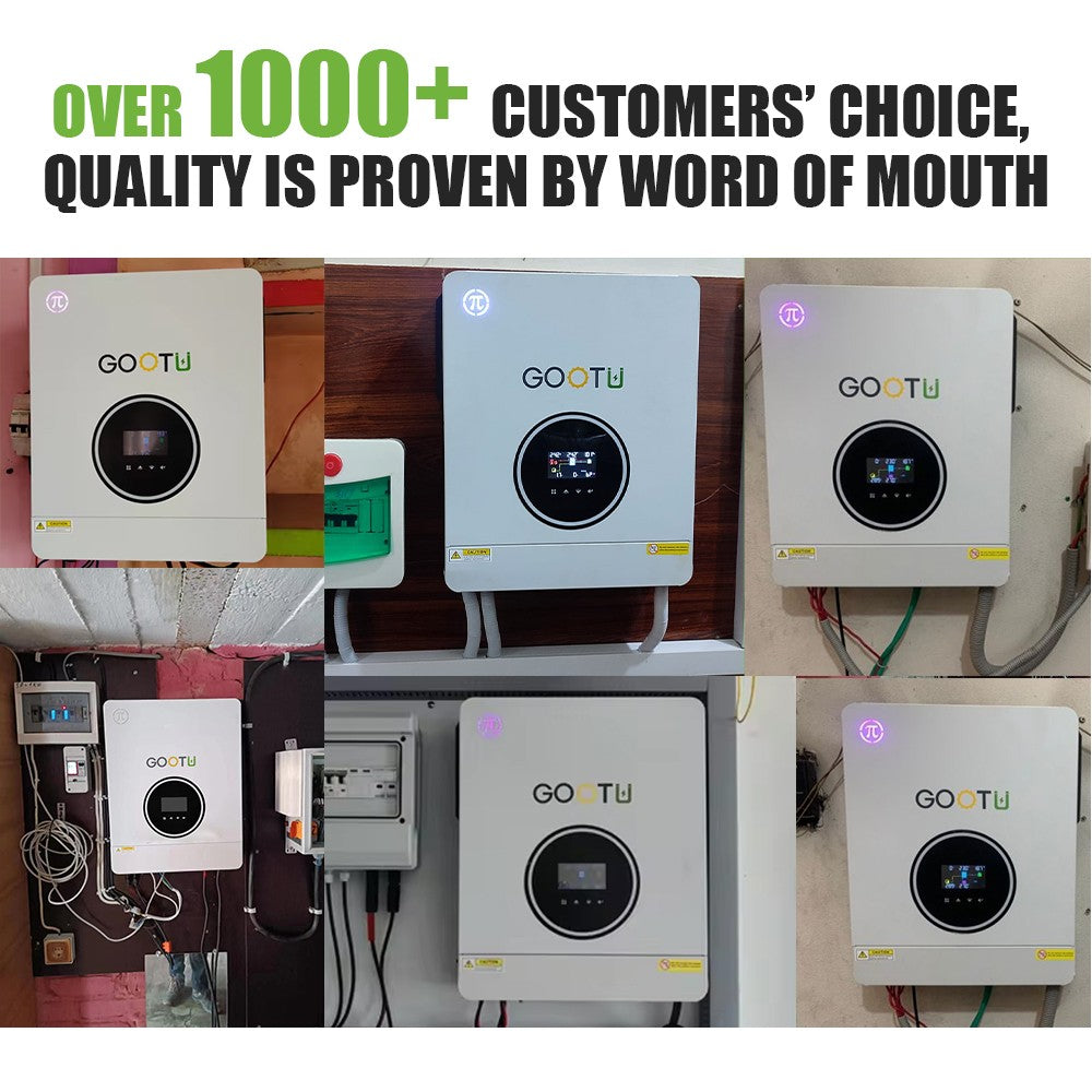 Gootu 6.2kw/10.2kw inversor solar híbrido saída dupla 24v/48v mppt 160a onda s