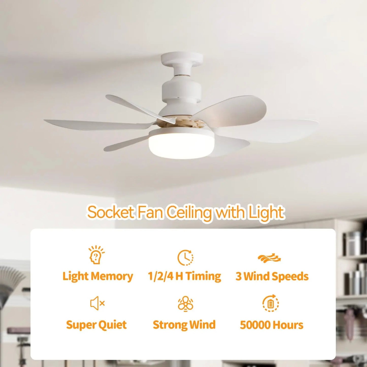 Ventilador de teto LED 40W E27 com controle remoto para escurecimento, adequado