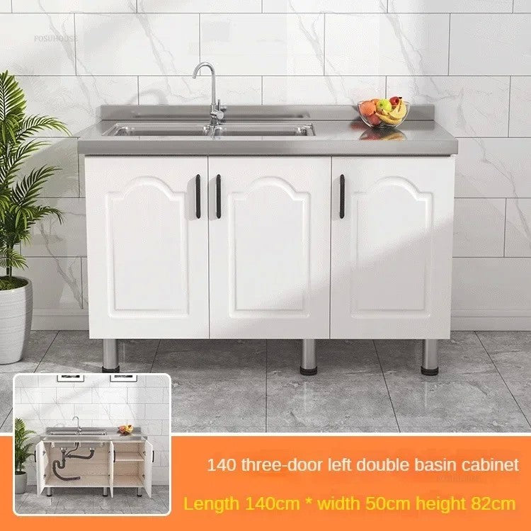 Pias de cozinha modernas de aço inoxidável, pia de lavar louça, armário de c