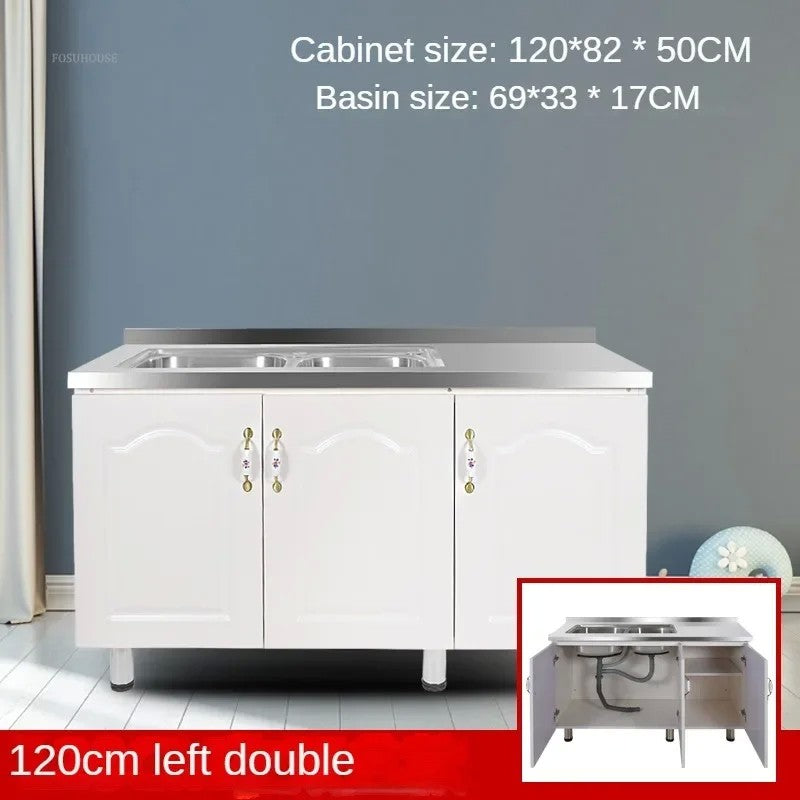 Pias de cozinha modernas de aço inoxidável, pia de lavar louça, armário de c