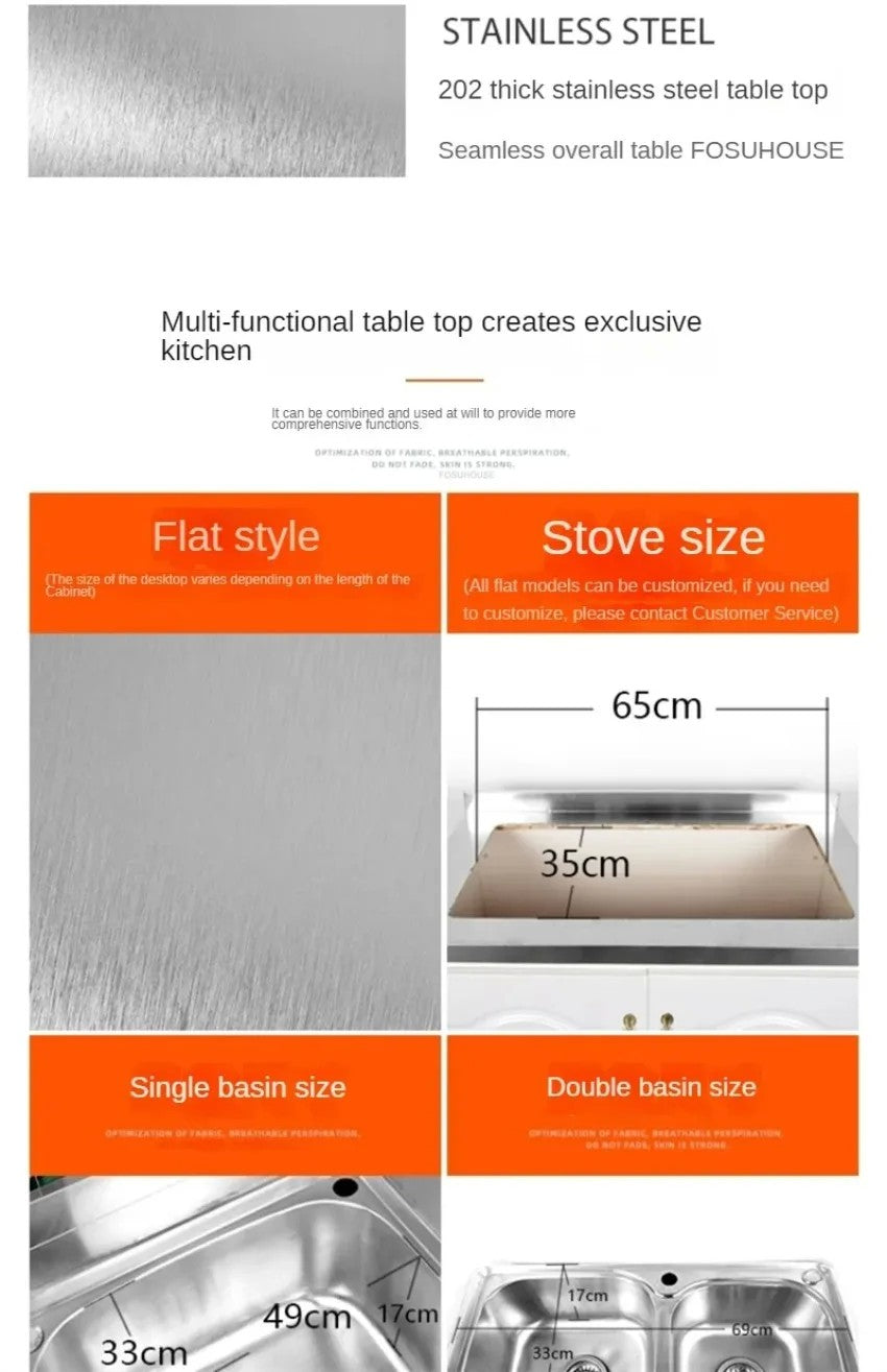 Pias de cozinha modernas de aço inoxidável, pia de lavar louça, armário de c